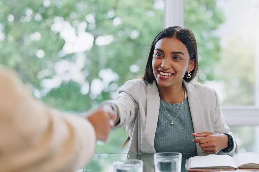 Candidate completing a successful interview